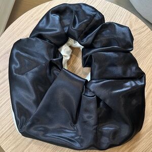 Black & White Satin Scrunchie / Croissant Scarf Bag